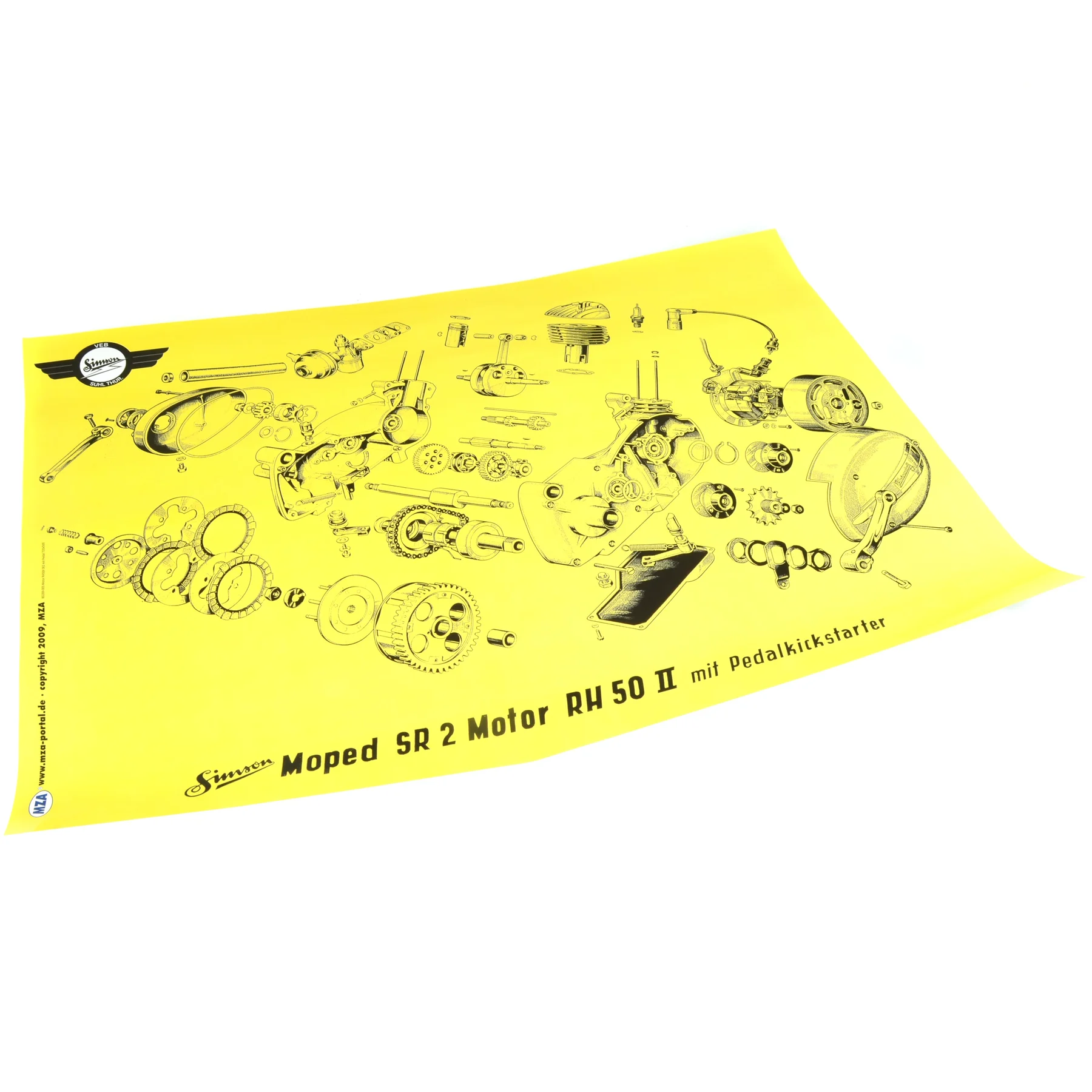 Plakat schemat silnika Simson SR2 MZA