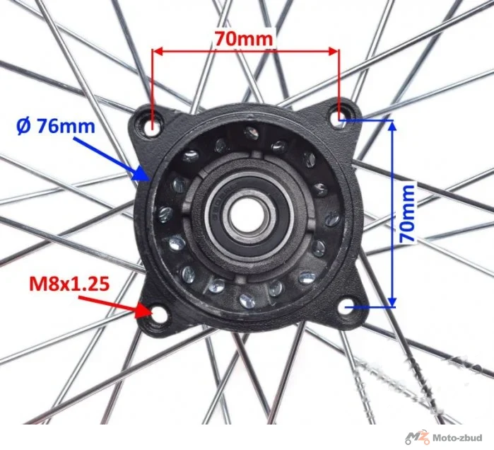 Koło tył 1.85-12 do pit bike Honda CRF50 czerwone — ujęcie 3