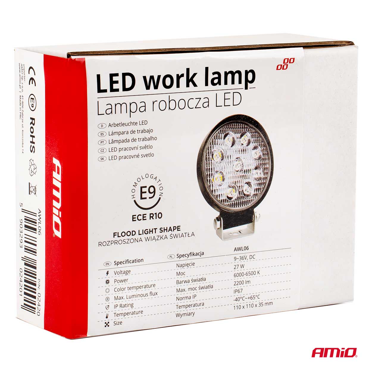 Lampa robocza LED szperacz AWL06 9 LED 12 V 24 V — ujęcie 11