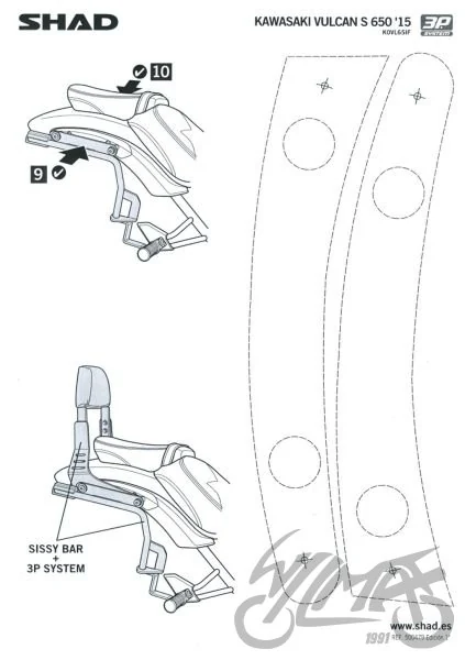 Stelaż kufra bocznego 3P SHAD do Kawasaki VULCAN S — ujęcie 3