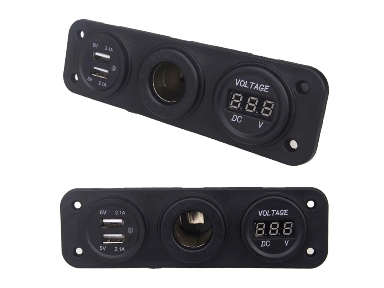 PANEL GNIAZDO ZAPALNICZKI + VOLTOMIERZ + 2xUSB 2.1A — ujęcie 4