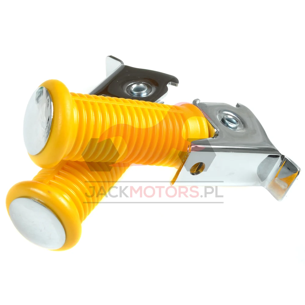 Podnóżki pasażera Simson wzór DDR żółte chrom PL — ujęcie 1