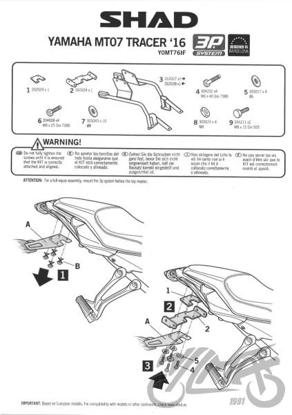 Stelaż kufra bocznego 3P SHAD do Yamaha mt 07 — ujęcie 2
