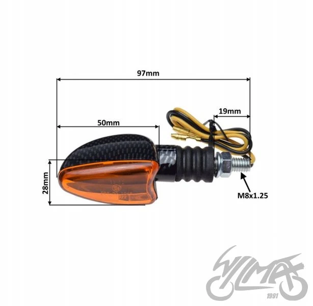 Kierunkowskaz owalny prawy przedni, pomarańczowy, wzór carbon, BA9S 12 V 23 W — AL70023PECE — ujęcie 2
