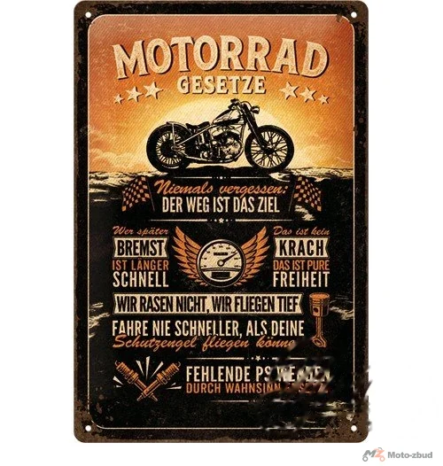 Tablica plakat 20X30 motorrad gesetze 22447