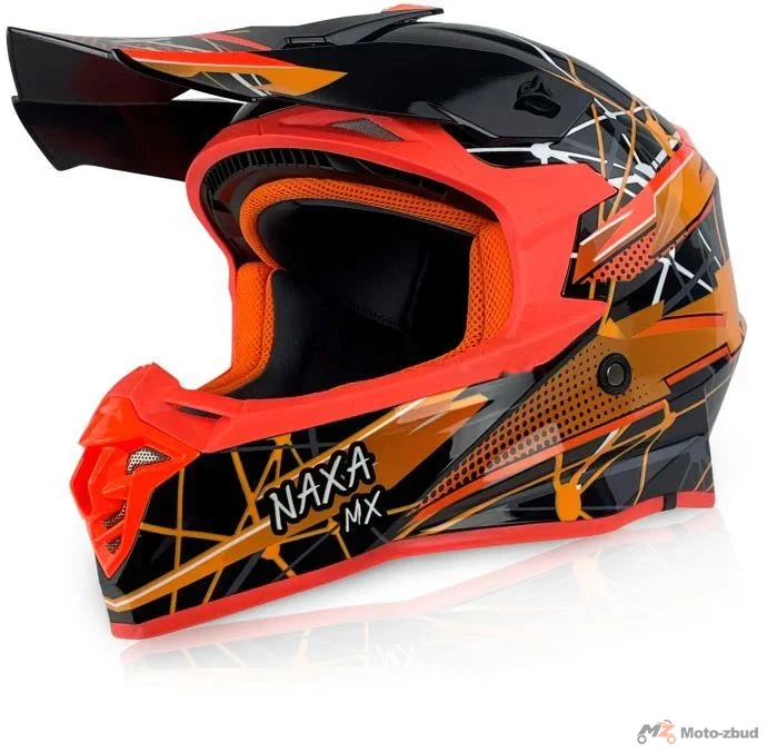 Kask crossowy Naxa C9 czarno pomarańczowy 2XL
