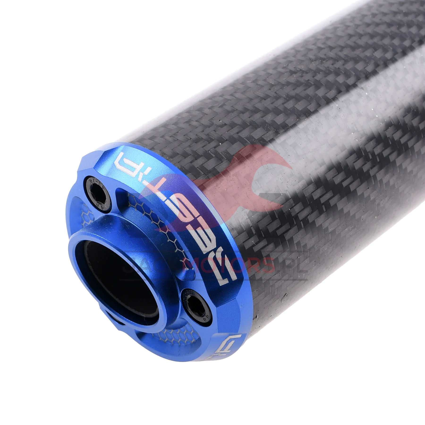 Końcówka wydechu VOCA bestia carbon CNC niebieska — ujęcie 2
