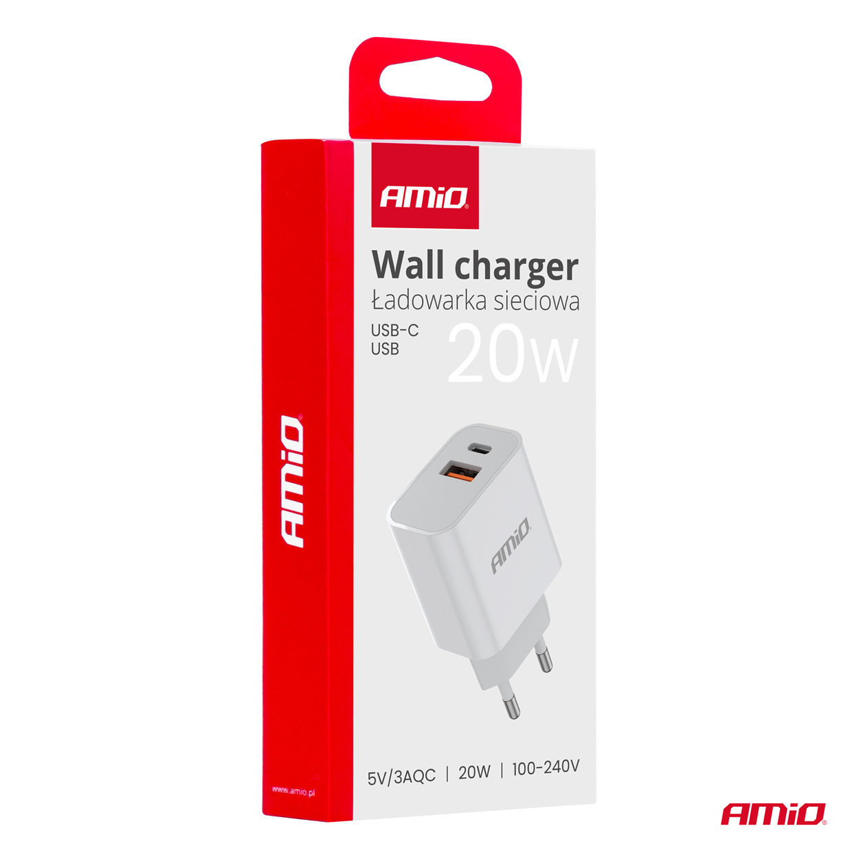 Ładowarka sieciowa PRO-09 USB + USB-C 20 W Quick Charge 230 V — ujęcie 4
