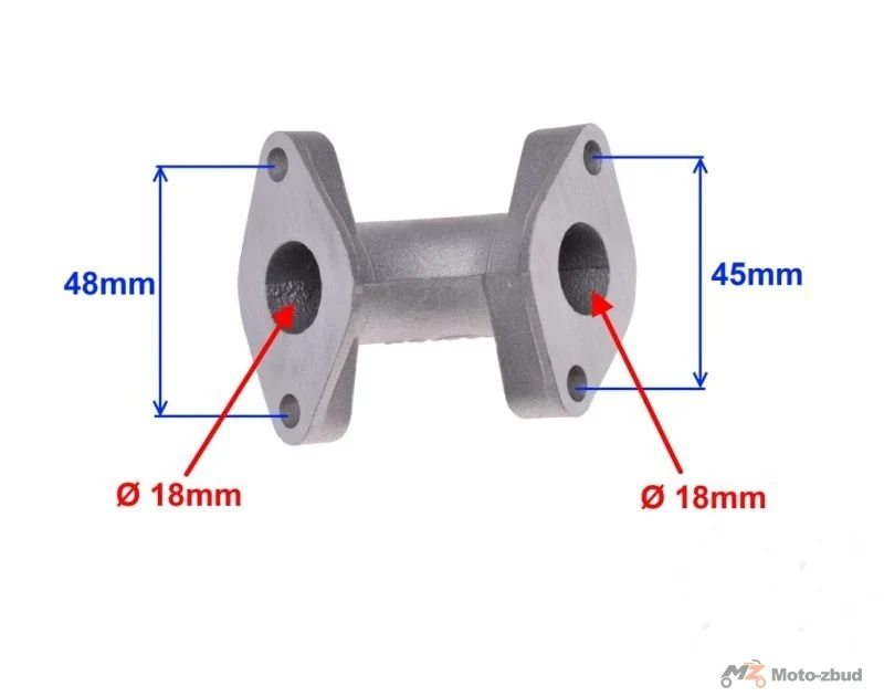 Krótki króciec gaźnika 4T 110 cm³ — dolny rozrusznik, przelot 18 mm — ujęcie 2