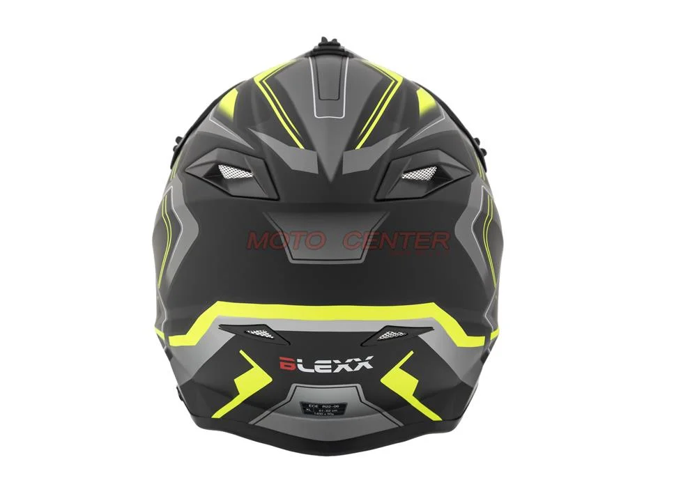 Kask crossowy BLEXX YS-217 czarny mat/grafit/zielony S Homologacja ECE R22.06 — ujęcie 6