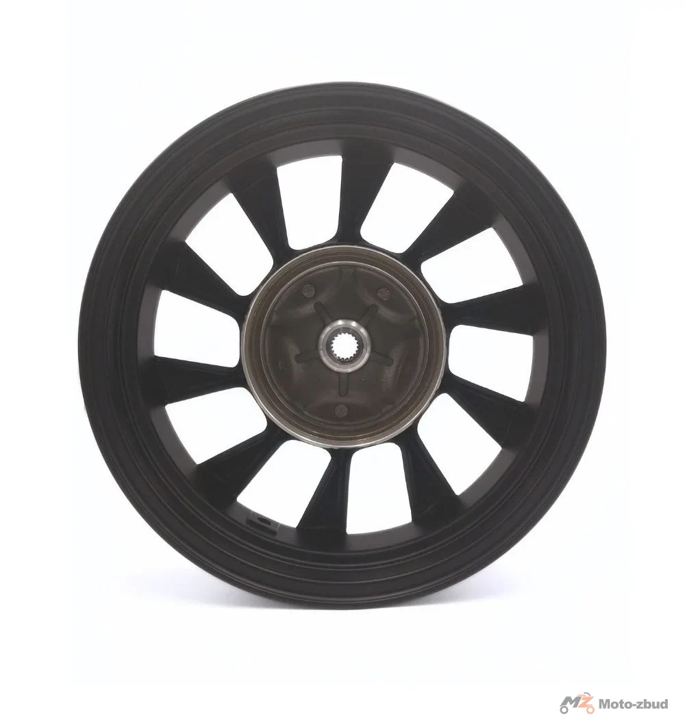Junak 711 felga 13 × 3,50 koła tył (czarna) (125 cm³; 19 frezów; tarcza) (10-ramienna) (aluminiowa) — ujęcie 2