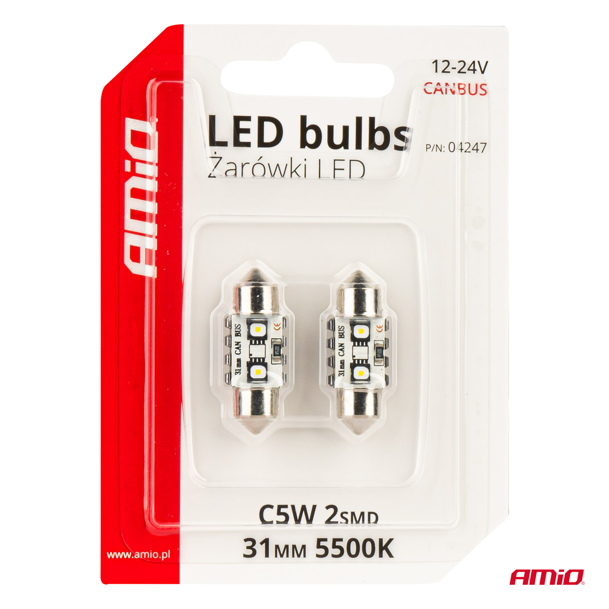 Żarówki LED CANBUS Festoon C5W 2SMD 3838 31 mm White 12 V 24 V — ujęcie 5