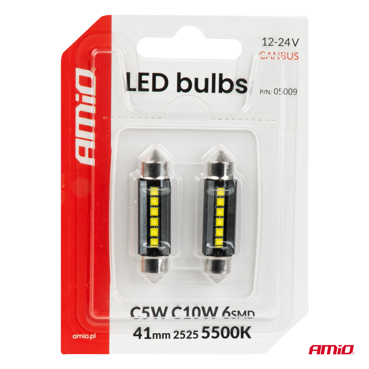 Żarówki LED CANBUS C5W C10W 41 mm 2525 6SMD White 12 V 24 V — ujęcie 4