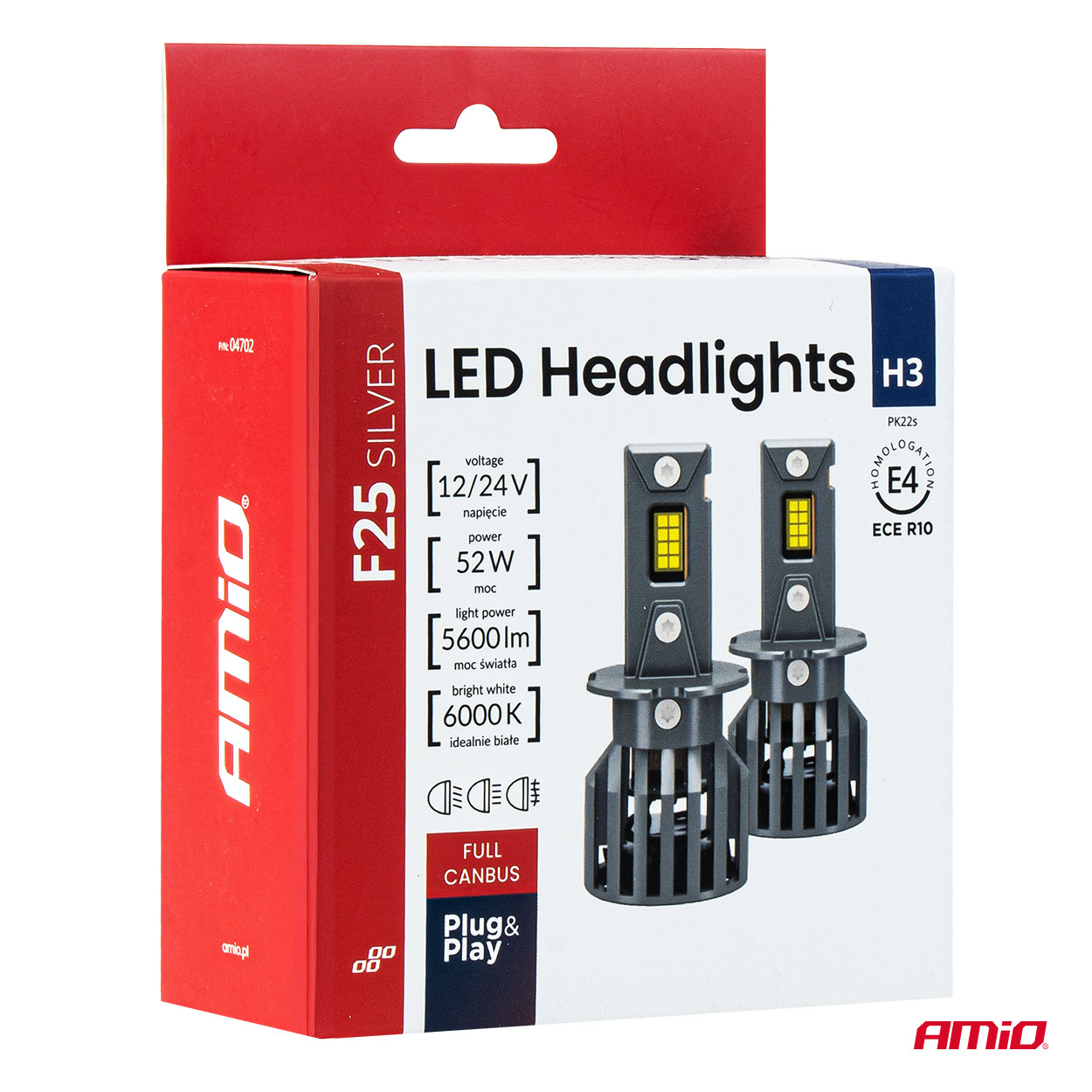 Żarówki samochodowe LED F25 SILVER FULL CANBUS 52 W H3 12 V 24 V — ujęcie 7