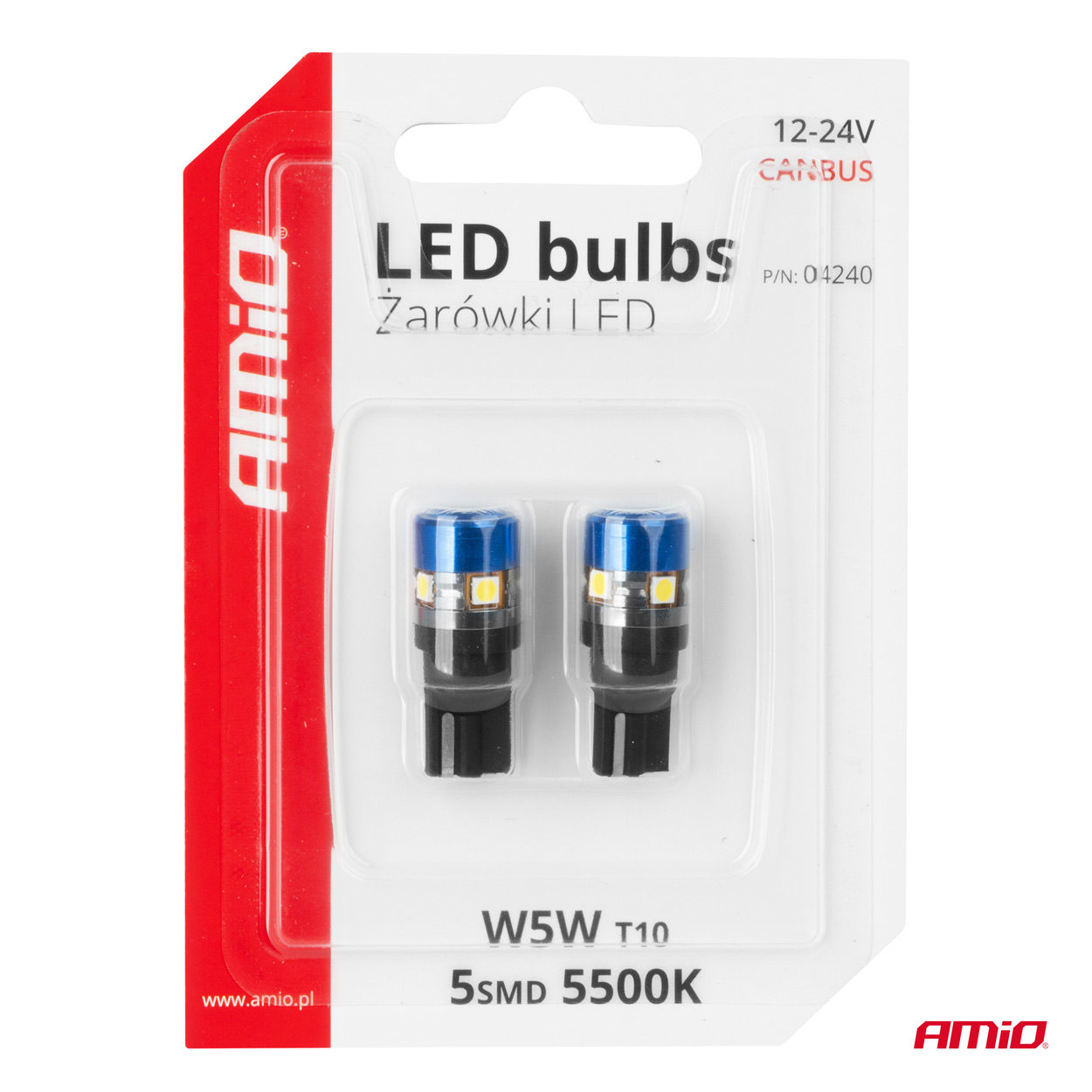 Żarówki LED CANBUS T10 W5W 5SMD 3030 White 12 V 24 V — ujęcie 4