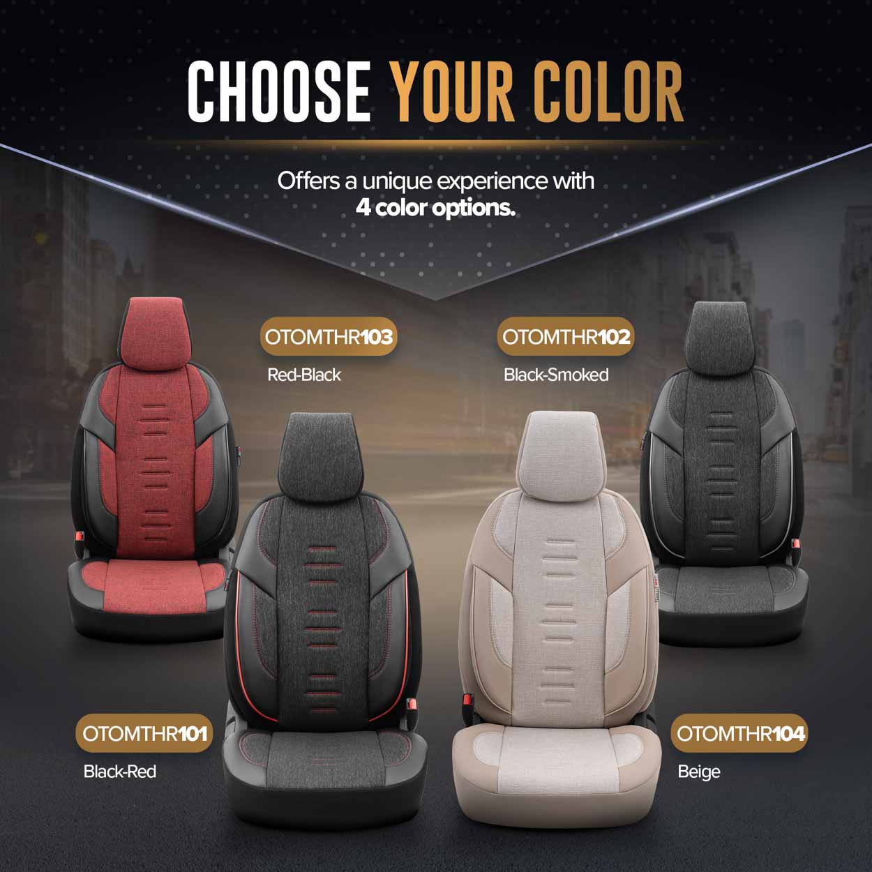 Komplet pokrowców na fotele samochodowe OTOM THRONE 102 SMOKED 3-ZIP — ujęcie 9