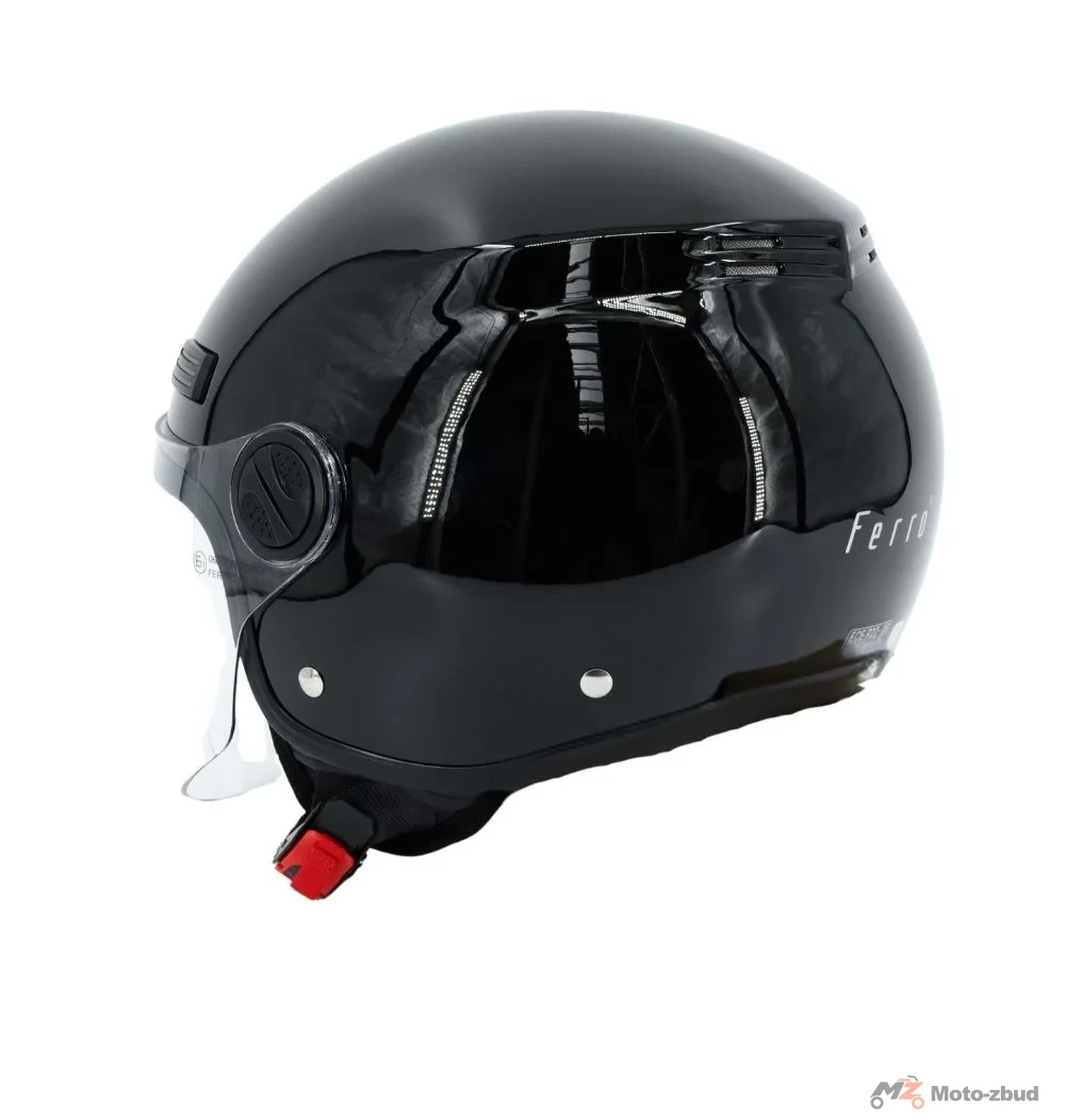 Kask Ferro OF819 z szybą bez szczęki czarny połysk S — ujęcie 2