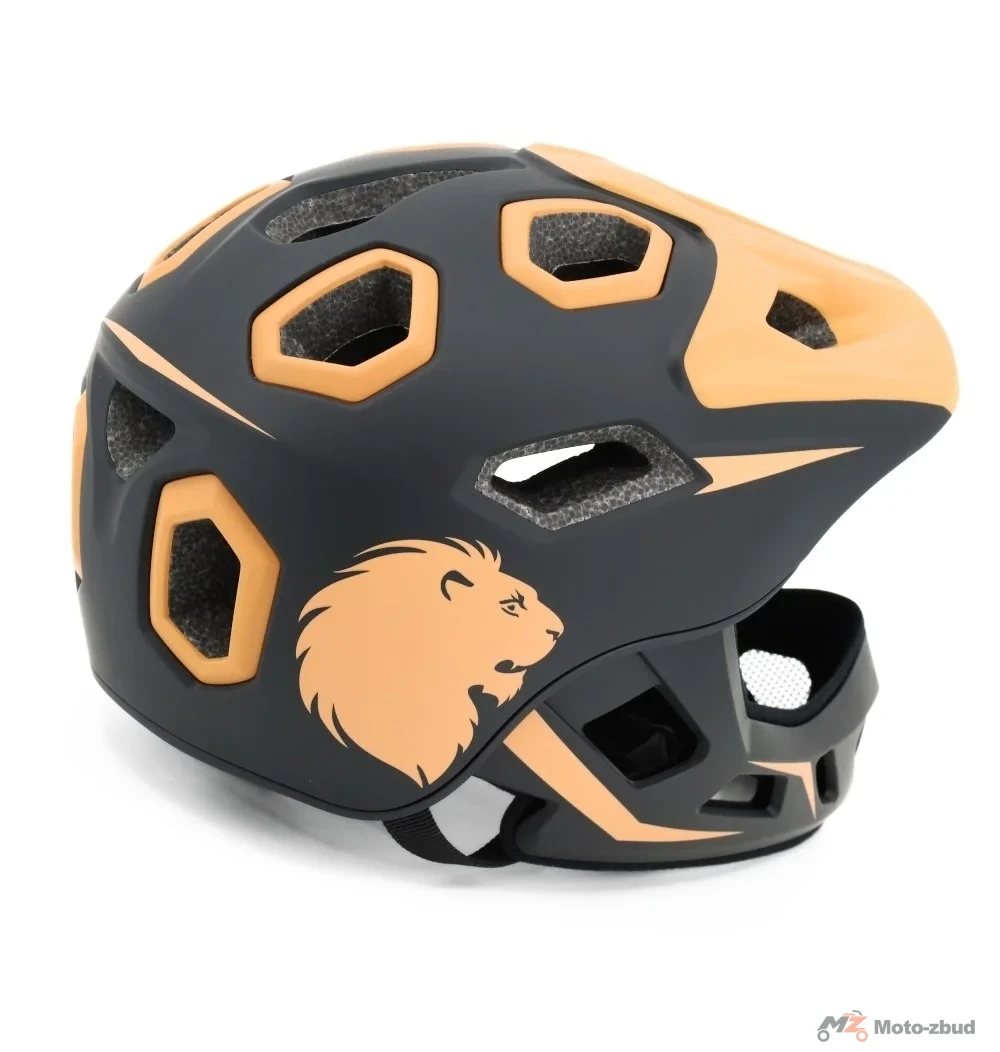 Kask rowerowy BTM-F1-S pełna szczęka lew złoty 52-56 cm — ujęcie 3