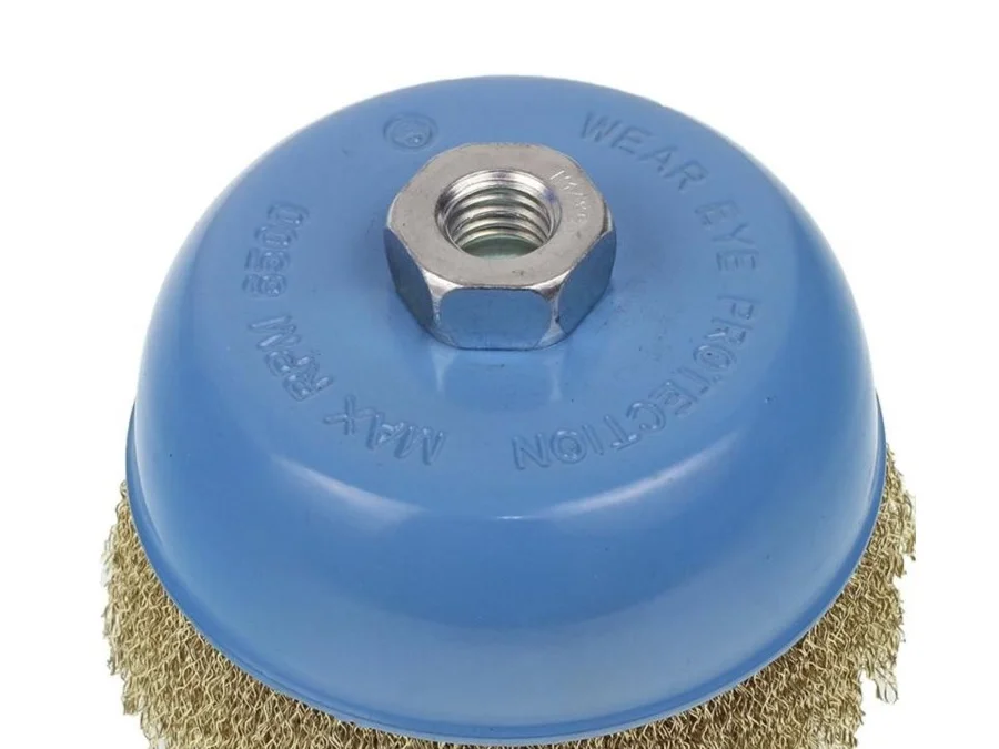 Szczotka tarczowa do szlifierki 100 mm # nakrętka M14x2 # mosiądz 0.3 mm — ujęcie 4