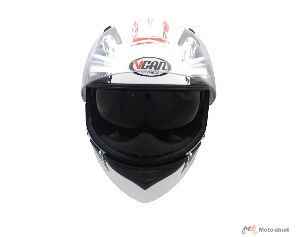 Kask VCAN model V122 white lns-R integralny z blendą biało-czerwono-czarny z grafiką S — ujęcie 2