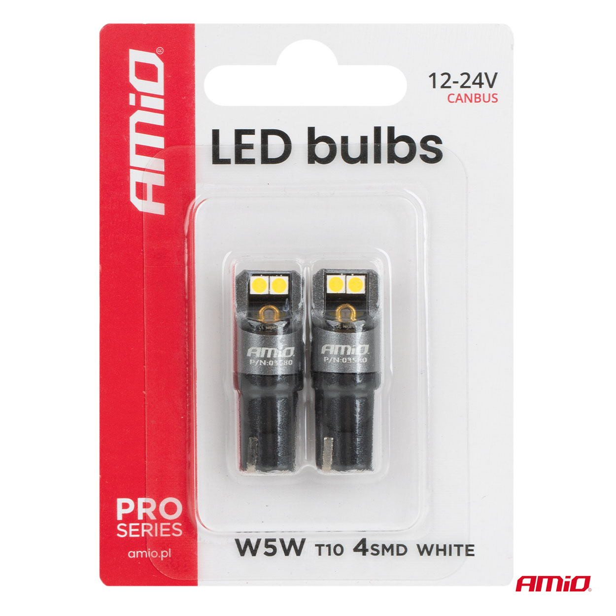 Żarówki LED FULL PRO T10 W5W 4x3030 SMD białe 12 V 24 V — ujęcie 4