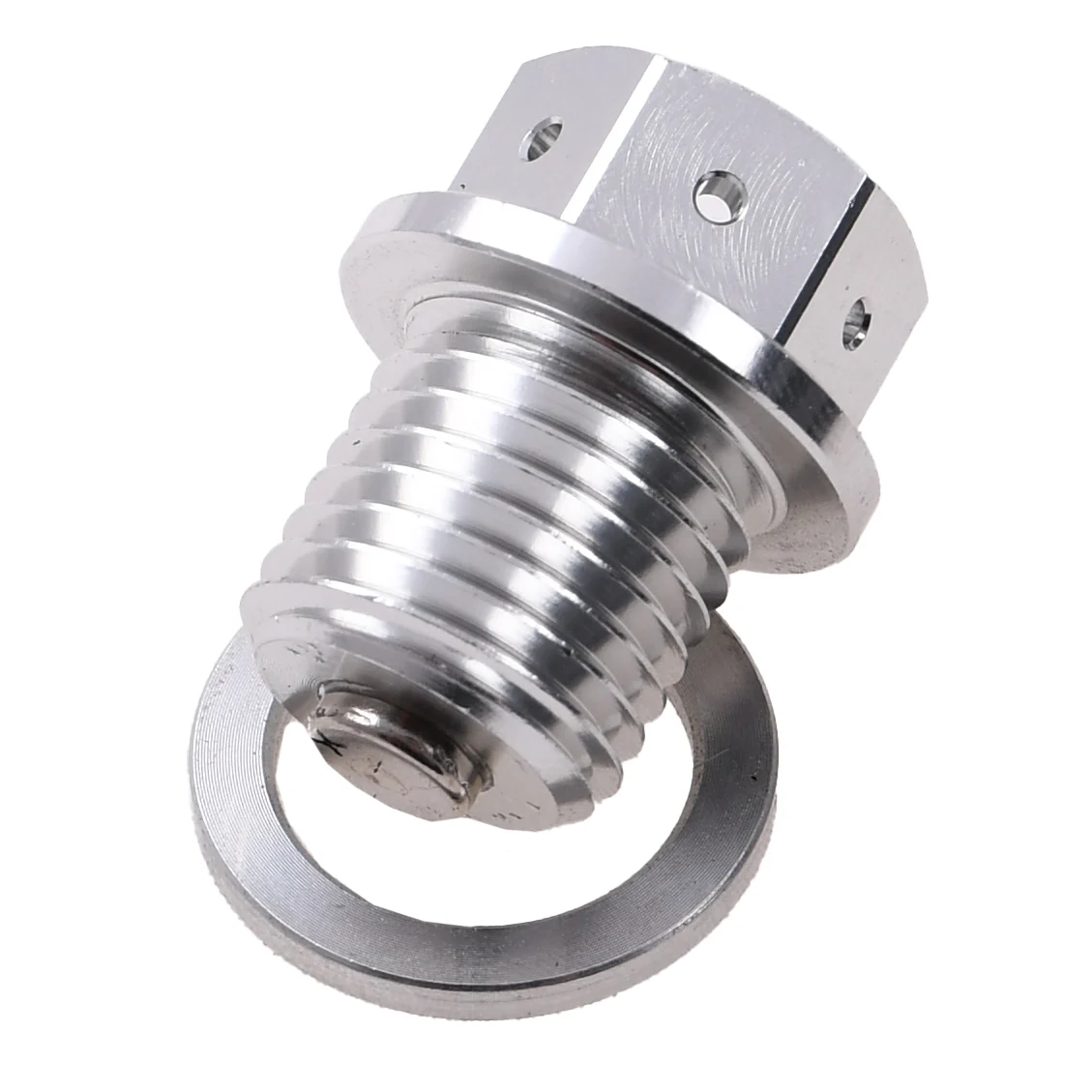 Śruba spustu oleju Simson Racing Force CNC M14 × 1,5 mm z magnesem srebrna — ujęcie 2