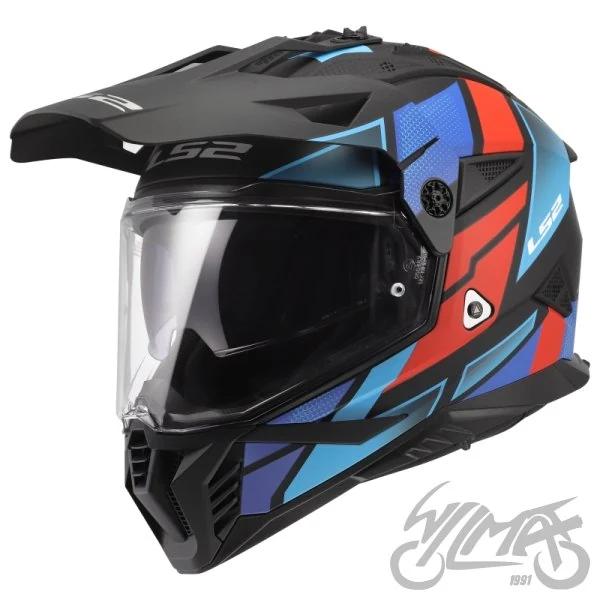 Kask adventure LS2 MX702 Pioneer II Block Black Red Blue — S — ujęcie 1