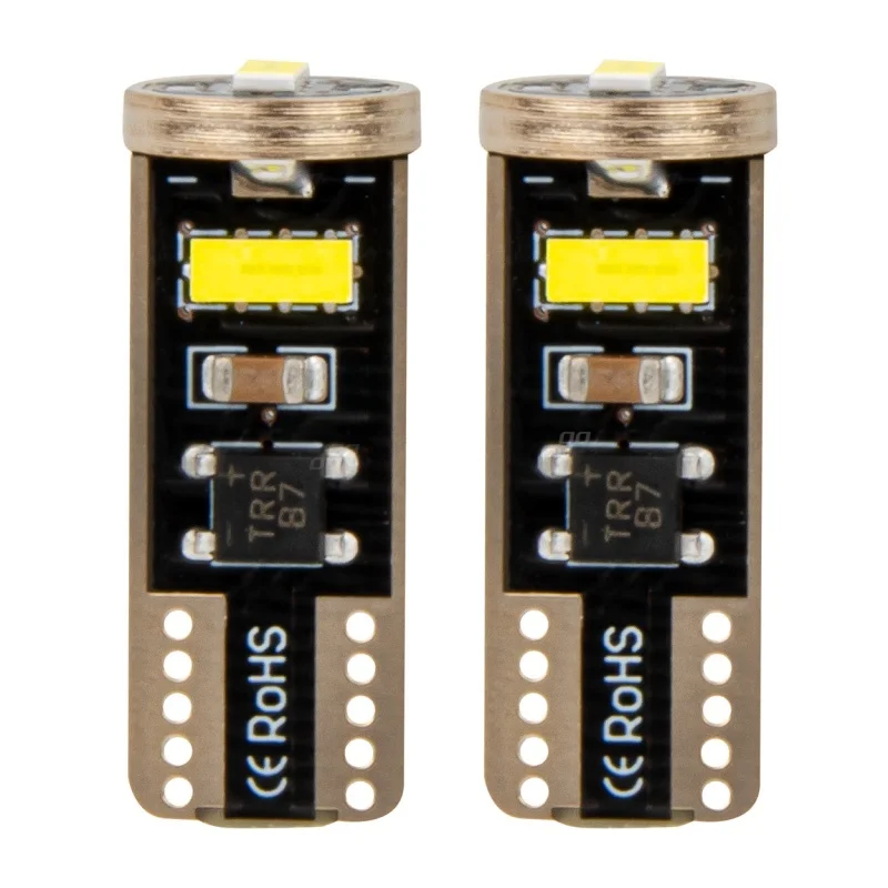 Żarówka W5W T10e 12V/24V 3xLED SMD2055 CANBUS biała AMIO (2szt.) — ujęcie 5