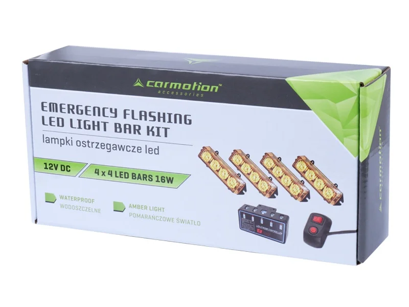 Światła stroboskopowe / stroboskopy ostrzegawcze 4x4 LED 12V 16W — ujęcie 2