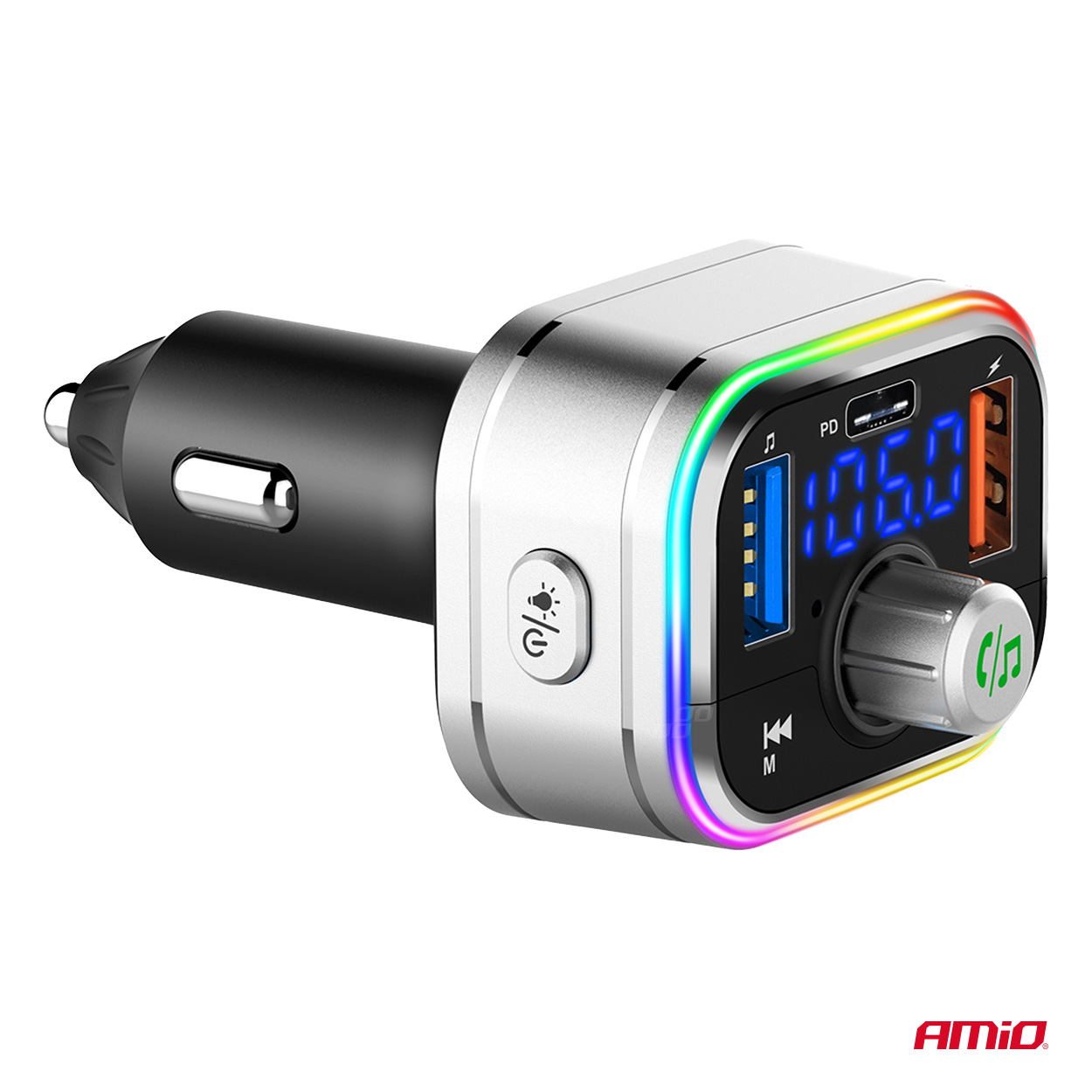 Transmiter samochodowy FM 2×USB-A 1×USB-C microSD 12 V 24 V — ujęcie 7
