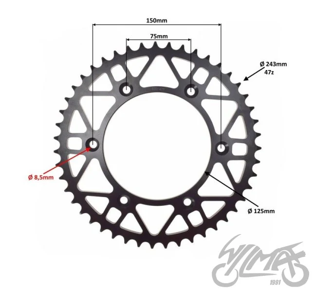 Zębatka tył 47z 520 do kayo K5 300 enduro — ujęcie 2