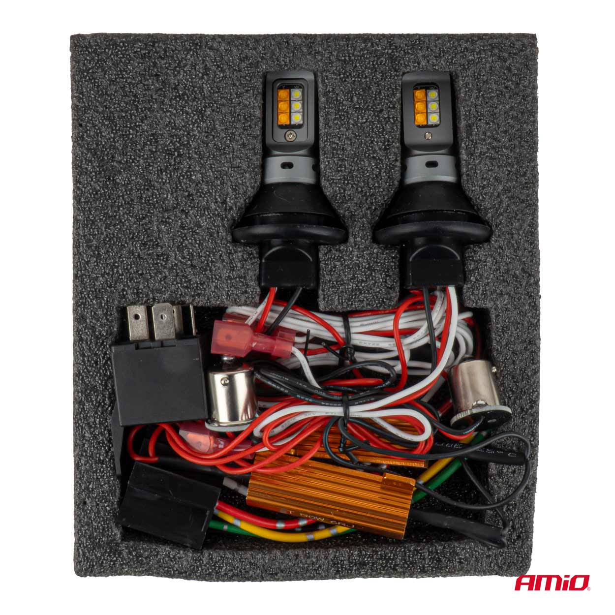 Żarówki LED CANBUS BA15S P21W R10W R5W 600LM 144SMD białe 12 V 24 V AMIO-04473 — ujęcie 5