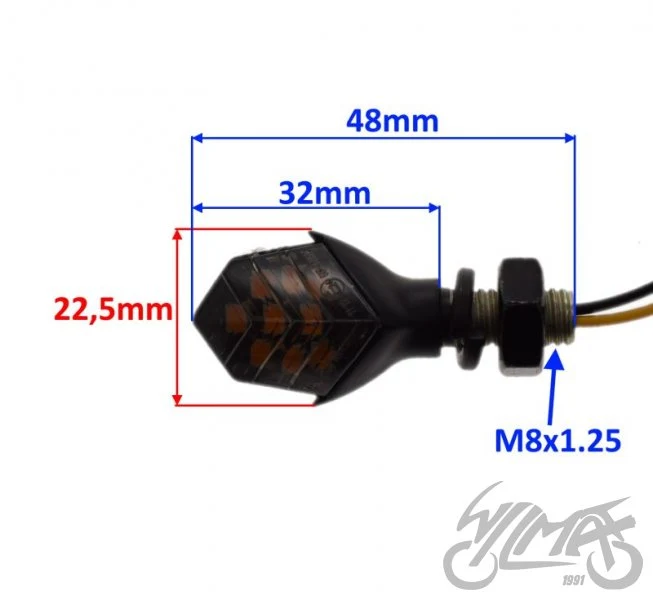 Kierunkowskazy mini LED, M8 × 1,25, przewód 280 mm — para AM1459 — ujęcie 2