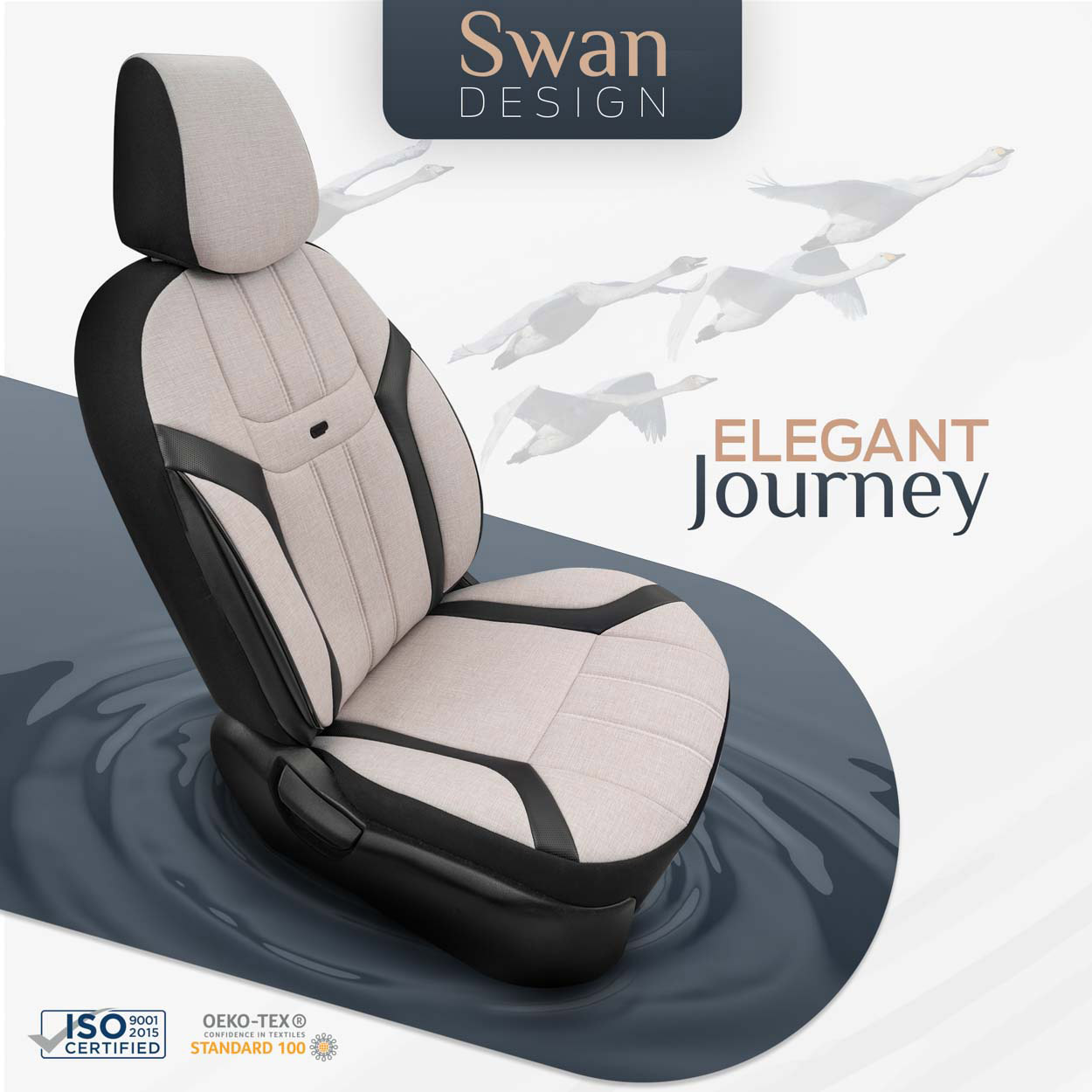 Komplet pokrowców na fotele samochodowe OTOM SWAN 503 BEIGE 3-ZIP — ujęcie 13