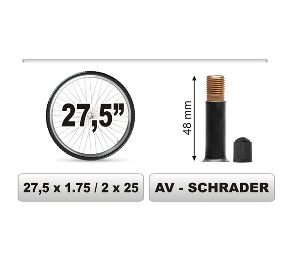 DĘTKA ROWEROWA rozmiar 27,5 x 1,75 / 2×25 AV - SCHRADER