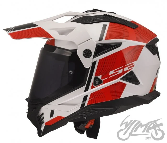 Kask adventure LS2 MX702 Pioneer II Hill White Red — M — ujęcie 2
