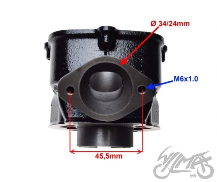 Cylinder 50 cm³ do Derbi / Aprilia D50B0, czarny — AY3208B — ujęcie 3