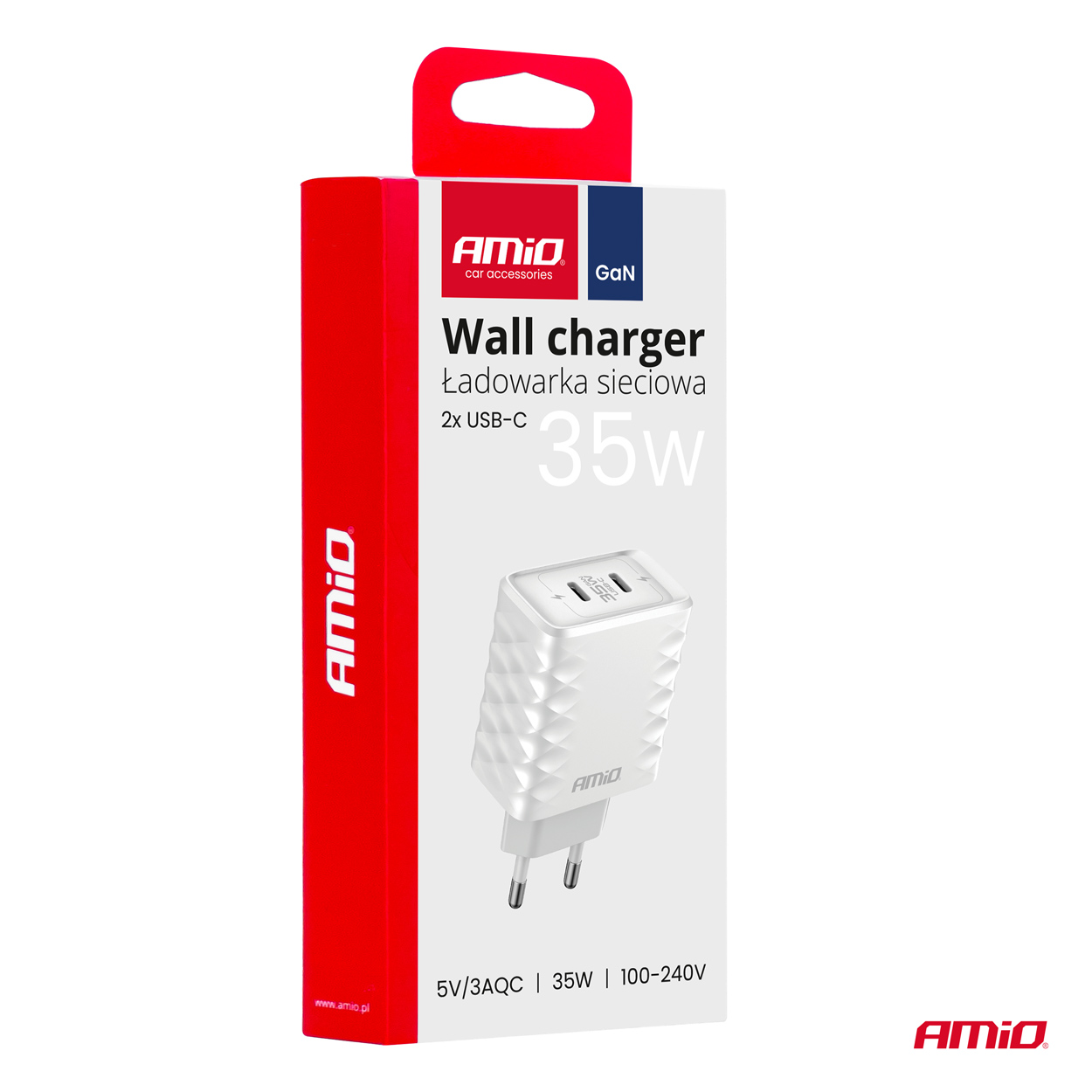 Ładowarka sieciowa Quick Charge 35 W 2x USB-C 100-240V — ujęcie 4
