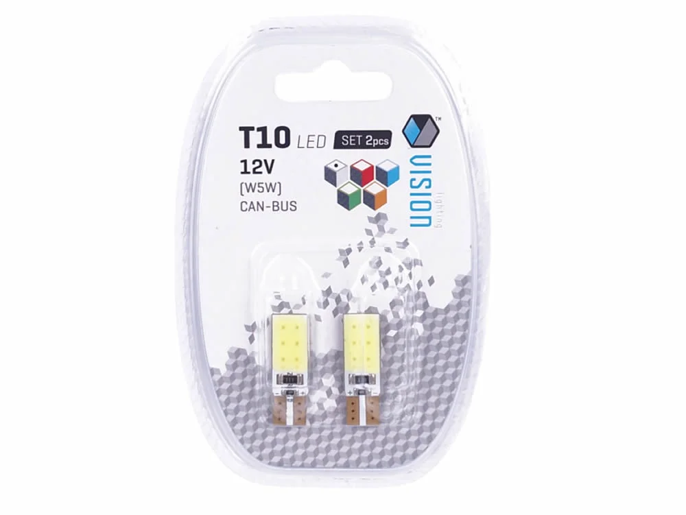 Żarówka W5W T10 12V 2xCOB LED CANBUS biała VISION (2szt.) — ujęcie 2