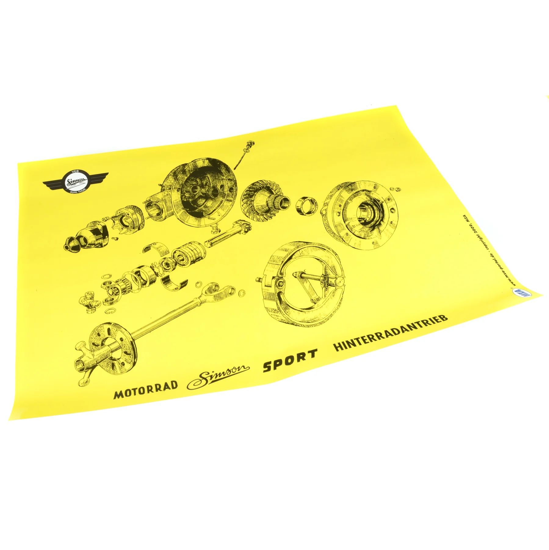 Plakat schemat napędu tylnego koła Simson AWO sport MZA — ujęcie 1