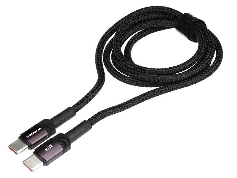 WAYME Kabel do ładowania i synchronizacji w oplocie z mikrofibry 100 cm USB-C > USB-C max 100W fioletowy — ujęcie 4