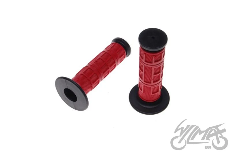 Chwyty kierownicy 20/24 mm — czarno-czerwone, para