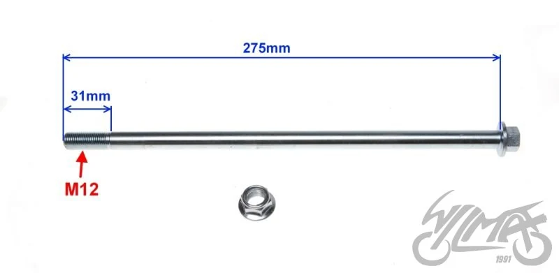 Oś wahacza tył ø12 × 275 Romet zetka — ujęcie 2