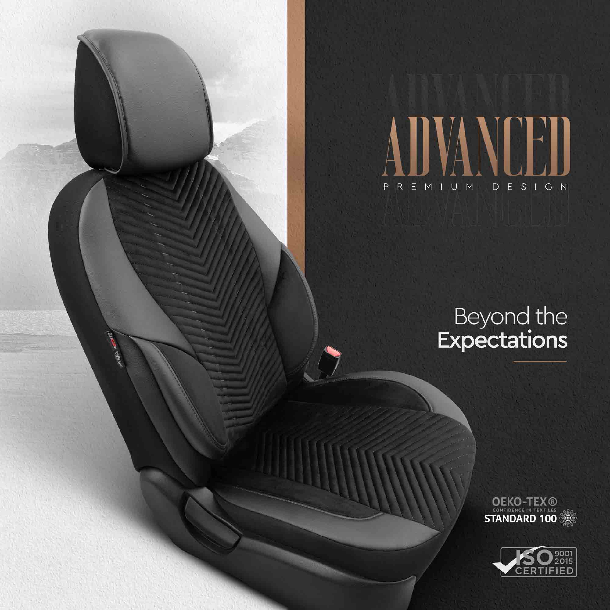 Komplet pokrowców na fotele samochodowe OTOM ADVANCED 204 BLACK BABYFACE 3-ZIP — ujęcie 2