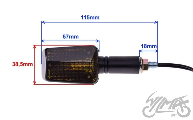 Kierunkowskaz mini — czarny, ciemny klosz, długi — AL12792 — ujęcie 2