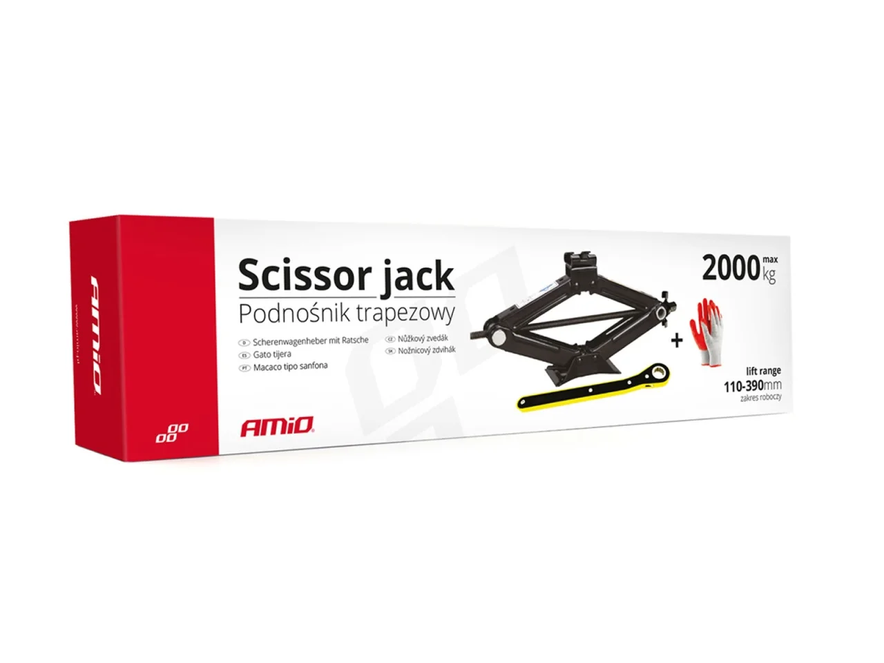 Podnośnik trapezowy 2 T z kluczem grzechotką + rękawiczki robocze — ujęcie 8