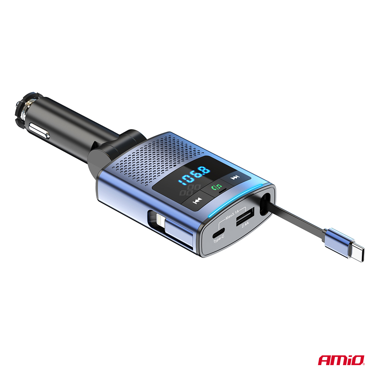 Transmiter samochodowy FM 1×USB-A 1×USB-C 12 V 24 V — ujęcie 9