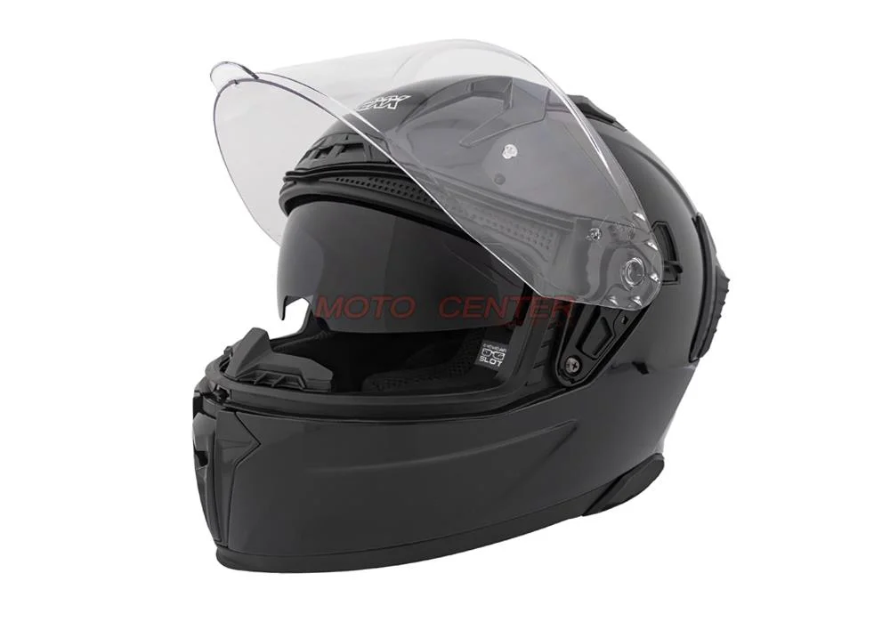 Kask zamknięty z blendą i lampą LED BLEXX FF953 czarny M ECER22.06 — ujęcie 3