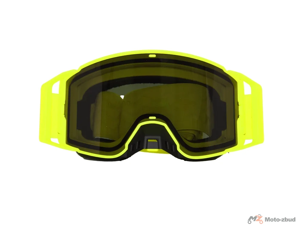Gogle crossowe BLEXX YH-290 żółty fluo mat/szybka przezroczysta+przyciemniana — ujęcie 2