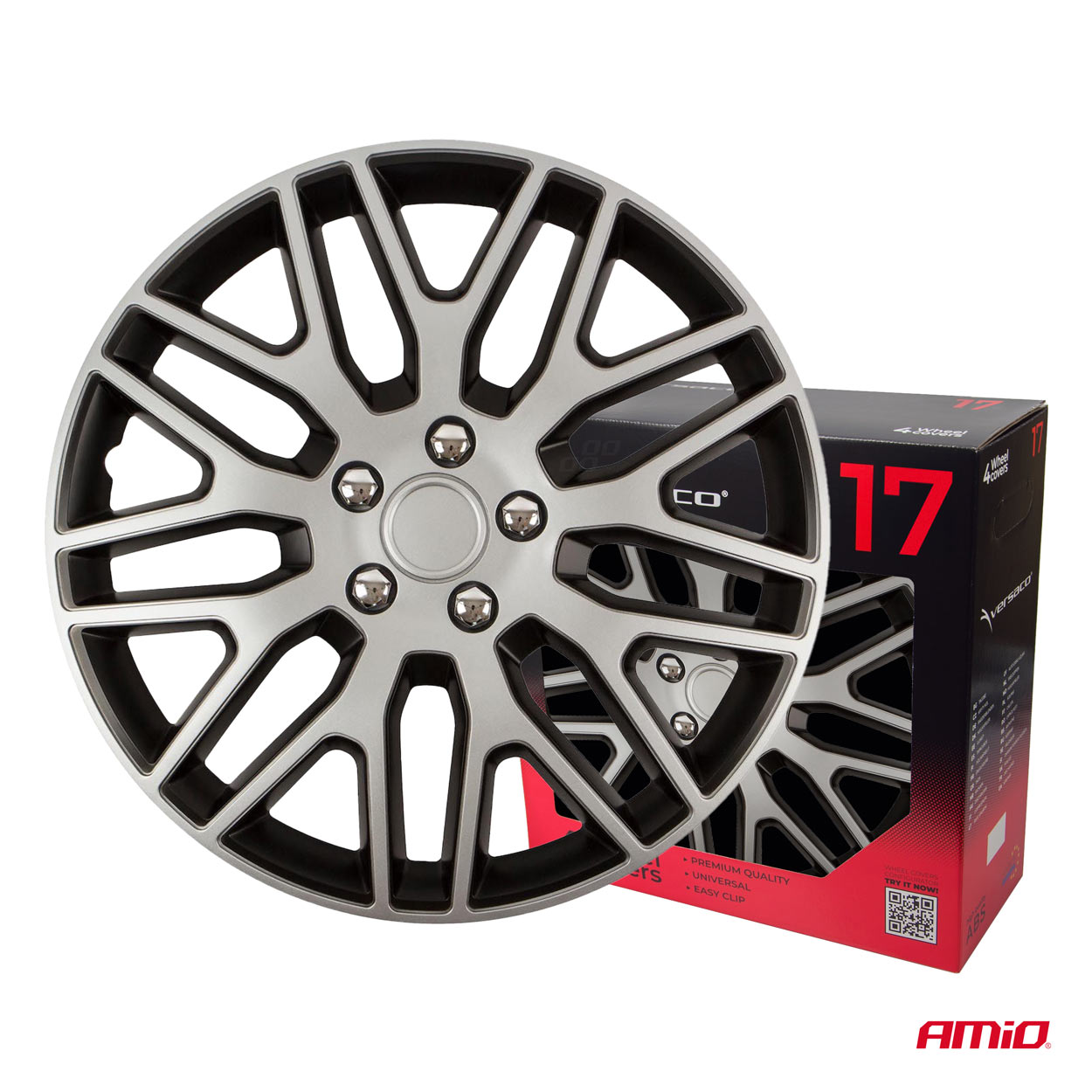 Kołpaki samochodowe 4szt. komplet Dakar czarno srebrne 17" cali COLOR BOX — ujęcie 3